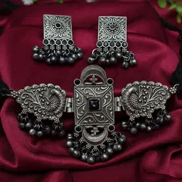 Ozanoo Silver-Plated Ghungnroo Necklace & Earrings-picture-34