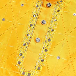 BAESD Boys Ethnic Motifs Embroidered Straight Mirror Work Dupion Silk Kurta with Patiala image 2