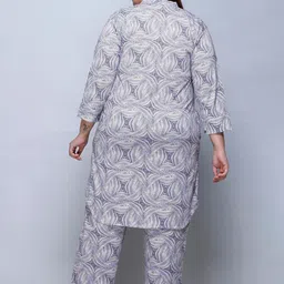 IN Love Plus Size Abstract Printed Mandarin Collar Pure Cotton Top & Palazzo image 2