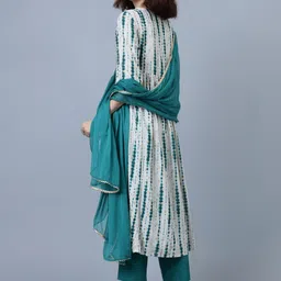 Khushal K Ethnic Motifs Printed Thread Work Straight Kurta & Trousers With Dupatta image 3