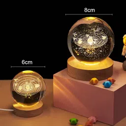 wengonvila 6CM Crystal Ball Lamp for Home Decoration 3D Solar System Crystal Ball Night Lamp image 1