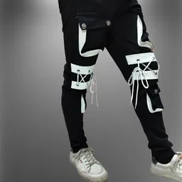 rusticblooms Men Solid Black Track Pants image 1