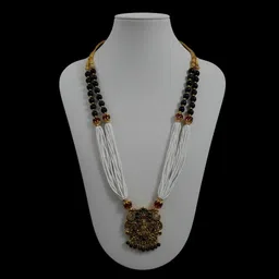 akash Traditional Temple Design Mangalsutra for Women | Goddess Lakshmi Pendant Alloy Mangalsutra image 2