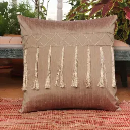 Brown Woven Cotton Blend 16 x 16 Inches Cushion Cover by Zeba-picture-14