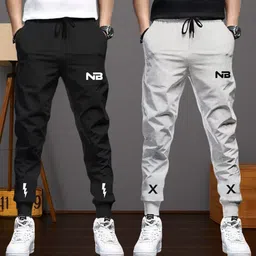 nb nicky boy Pack of 2 Men Printed Black, Grey Track Pants image 1
