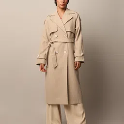only Polyester Blend Solid Coat For Women image 2