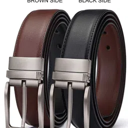 warcks Men Party, Formal, Evening Black Texas Leatherite, Artificial Leather Reversible Belt image 2