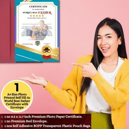 aanyacentric Self Fill-in World Best Father Certificate 11.7x8.3inch A4 Envelope Papa Daddy Greeting Card image 5