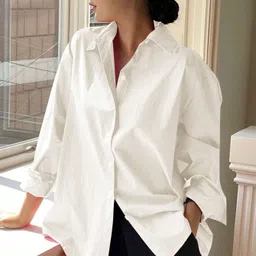 houseofcommon Women Boxy Fit Solid Spread Collar Casual Shirt-picture-17