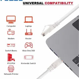 Fedus LAN Cable 30 m Ct 6 Ethernet Cble 30Meter White – Round Internet Network LAN Ptch Cble – Solid Ct6 High Speed Computer Wire Cble image 3