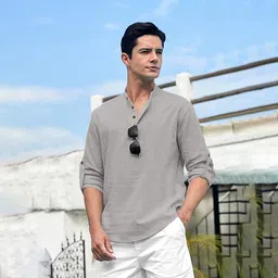 lenia Pack of 2 Men Self Design Cotton Blend Straight Kurta image 4