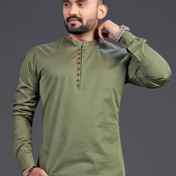 sopani Men Solid Cotton Blend Straight Kurta-picture-27