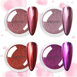 nailwind Chrome Nail Powder 4 Colors Pink Holographic Pigment Powder image 1