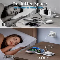 Dwiti Enterprise 3 in 1 MagSafe Magnetic Foldable Wireless Charger for iPhone 12 to 17 & Watch Charging Pad image 5