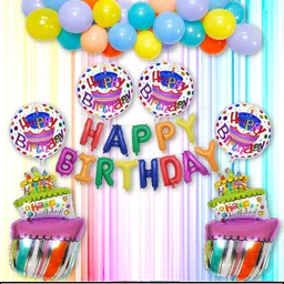 amfin (Pack of 37) Happy Birthday Letter Foil Balloons Set Decoration Combo, Birthday Rainbow Balloons for Decoration / Happy Birthday Decoration Kit- Multi-picture-11