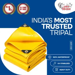 double kissan 200 GSM Tarpaulin Sheet 10x10ft Yellow Tent - For Industrial Roofs, Warehouses, Transport, Flood & Machinery Cover-picture-36