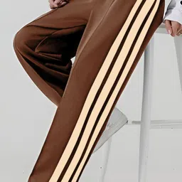 jump cuts Men Striped Brown Track Pants image 2