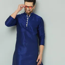 lemonx Men Solid Silk Blend Straight Kurta-picture-16
