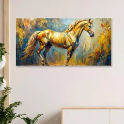 nestroots White Canvas Framed Majestic Equine Serenity in Nature Wall Painting(18X36 Inch)-picture-18