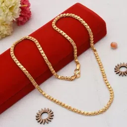 xermi 1 Gram Gold Plated Traditional Heart Golden "24' inch Brass Necklace Chain Gold-plated Plated Brass Chain image 1
