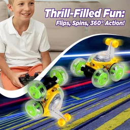 snm97 Rechargeable Remote Control 360 Degree Plastic Rolling Big Stunt Car for Kids_75 image 4