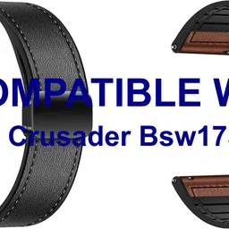 ACM WSM28P22BKBR3400 Pack of 2 Watch Strap Leather Magnetic Silicone 22mm for |Fire-Boltt Crusader Bsw173 Smartwatch (Black/Brown) Smart Watch Strap-picture-38