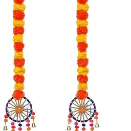 vrct Artificial Marigold Flowers Hangings with Bangles Ringing Bells Door Hanger image 2