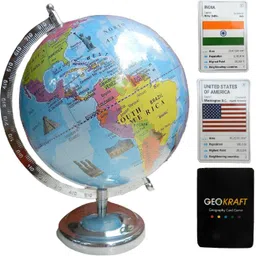 iqkids Laminated Steel Finish 8 inches Desk and Table top Political, Cartography World Globe image 2
