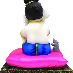 upharkaro Baal Ganesha Idol for Home Decor | Cute Baby Ganesha with Modak & Mouse Decorative Showpiece - 18 cm image 4
