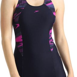 speedo Endurance10 Racerback Legsuit Hyperboom Splice Printed Women Dark Blue Swimsuit-picture-38