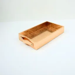 CasaGold Rose Gold Foldable Leather Butler Tray Table & Serving Tray with Metal Stand image 4