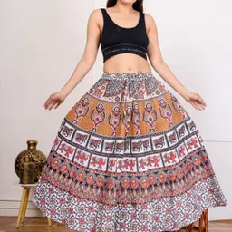 rakesh fashion Women Printed Flared Multicolor Skirt-picture-12