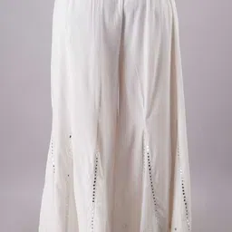 harshraj Women Flared White Cotton Blend Trousers image 2