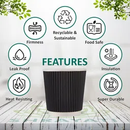 shrayati Pack of 2 Paper Ripple Paper cups, 200 ml,, ( 100 Pcs ) Disposable Glasses, image 3