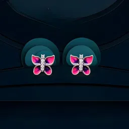 the velvet box Elegant Pink & Purple Butterfly Stud Earrings – 925 Sterling Silver Stud Earring image 2