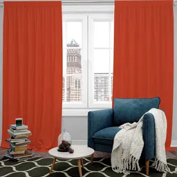 parda online Orange Polyster Solid 9ft Blackout Rod Pocket Window/Door (2 Pc) image 1