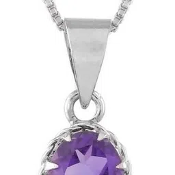 Femme Jam 925 Sterling Silver Natural Amethyst Gemstone Pendant / Locket for Women & Girls Sapphire White Gold Pendant-image-63