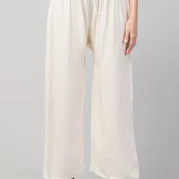 fambee Women Relaxed Cream Viscose Rayon Trousers-picture-17