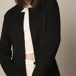 only Polyester Blend Solid Coat For Women image 3