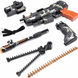 infideals Toy Machine Gun with Scope, Stand and Carrying Strap Flashing Lights, Sounds and Unique Revolving Rounds For Kids Guns & Darts image 3