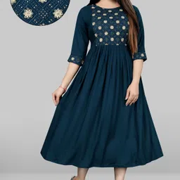 sheladiya Women Fit and Flare Multicolor Midi/Calf Length Dress image 4