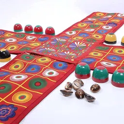 darshanam world Traditional Chausar Chopad parcheesi Pachisi Pagade Thayam Ludo Chopat Chaupad Chaupar Aksha Kreeda Dayakattam Chokkattan Parch Chausar Mahabharata Board Game Accessories image 2