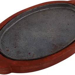 mohini steels Sizzler Plate/Tray with Wooden Base Sizzler Tray image 3