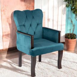 ikiriya Arista Velvet Accent Arm Chair With Upholstery Fabric In Turquoise Sea Colour-picture-41
