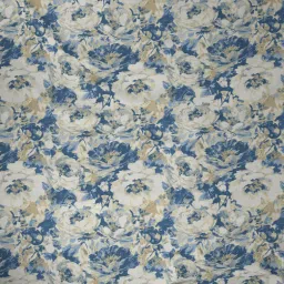 Blue Polyester Floral 5ft Semisheer Eyelet (2 pc) Window Curtains by ROSARAHOME image 3