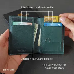 men mania Men Formal, Travel, Trendy, Casual, Evening/Party, Ethnic Green Genuine Leather RFID Wallet image 3