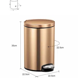 obsessions Fingerprint Resistant Round Step Dustbin with Liner, 8 Litre, Bronze & Copper image 5