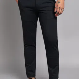 killer Men Slim Fit Black Cotton Blend Trousers-picture-25