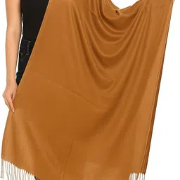 ramnaya Solid Wool Blend Women Beige Stole-picture-42