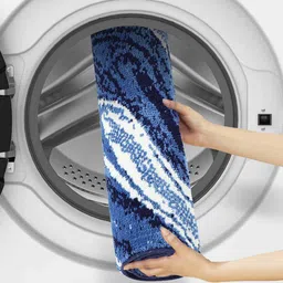 Blue Abstract Polyester AntiSkid Bathmat by Obsessions image 2